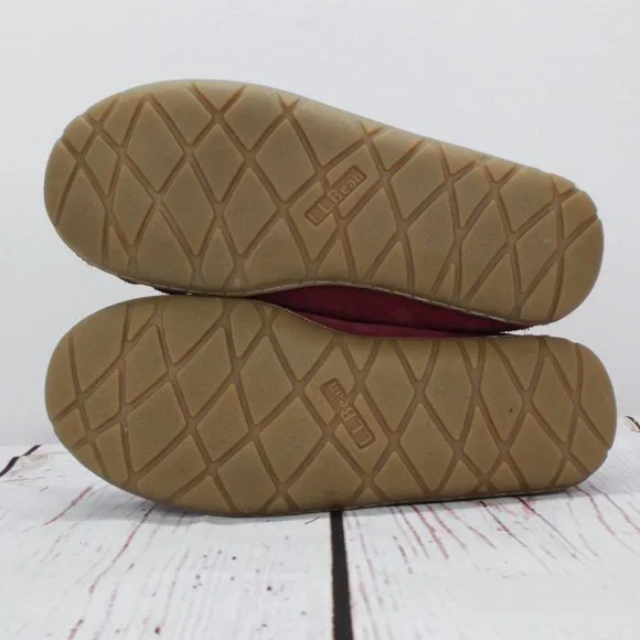 LL Bean Maroon Suede Shearling Lined Wicked Good Venetian Slippers 7 M - Picture 9 of 9